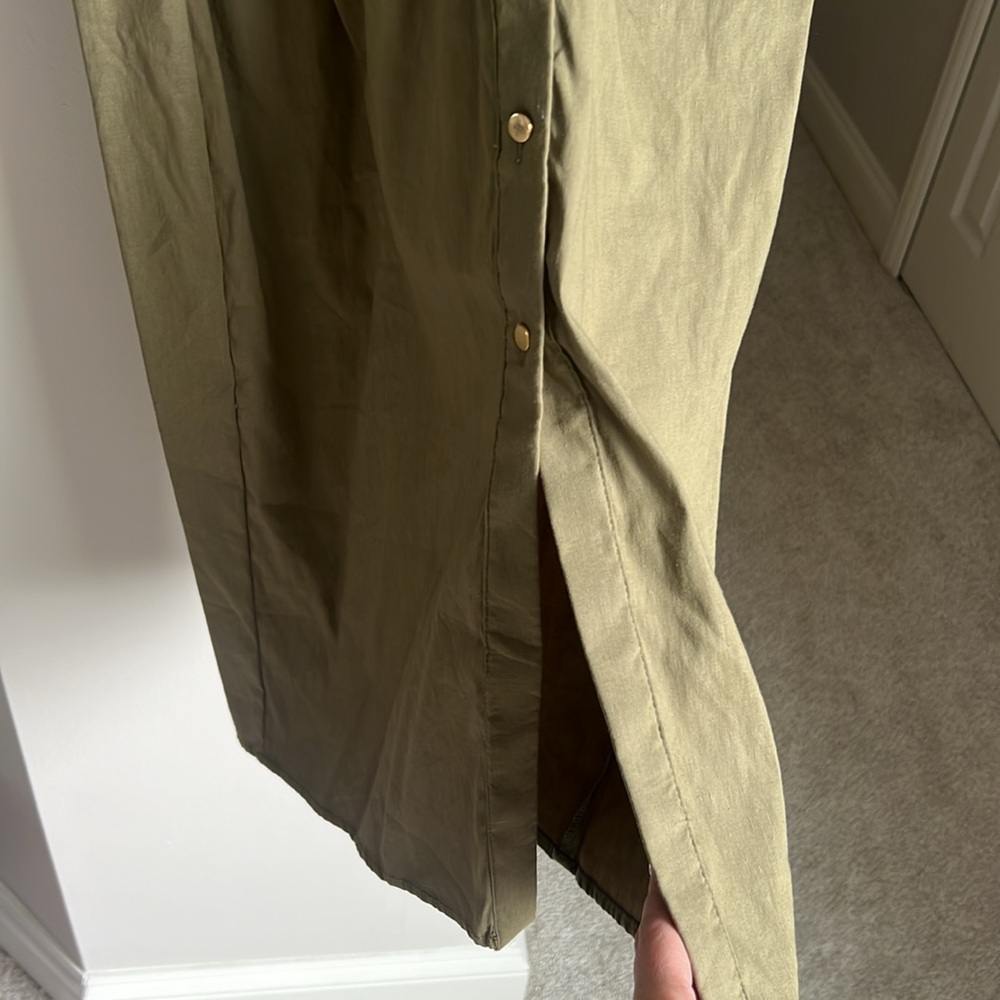 Zara Olive Green Long Sleeve Button-Front Maxi Dress - Picture 5 of 5